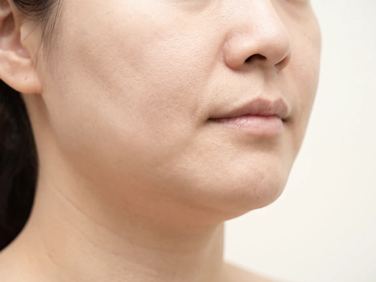 볼살과 턱 아래가 둥글게 차 있는 얼굴 아래쪽 사진